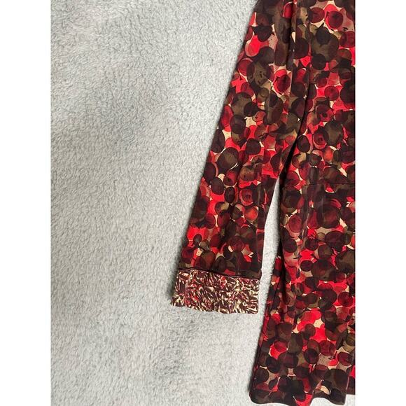 Susan Graver red quarter sleeve geometric blouse gathered career professional M - Picture 2 of 9